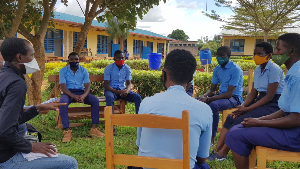 Focus group discussion in a Rwandan village.